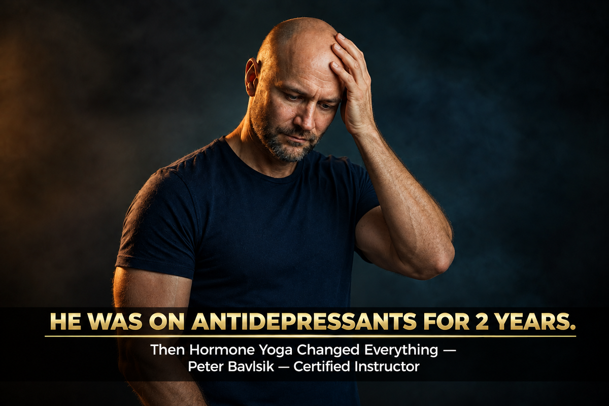 Man in his 50s experiencing burnout and low testosterone symptoms - story about hormone yoga and antidepressants
