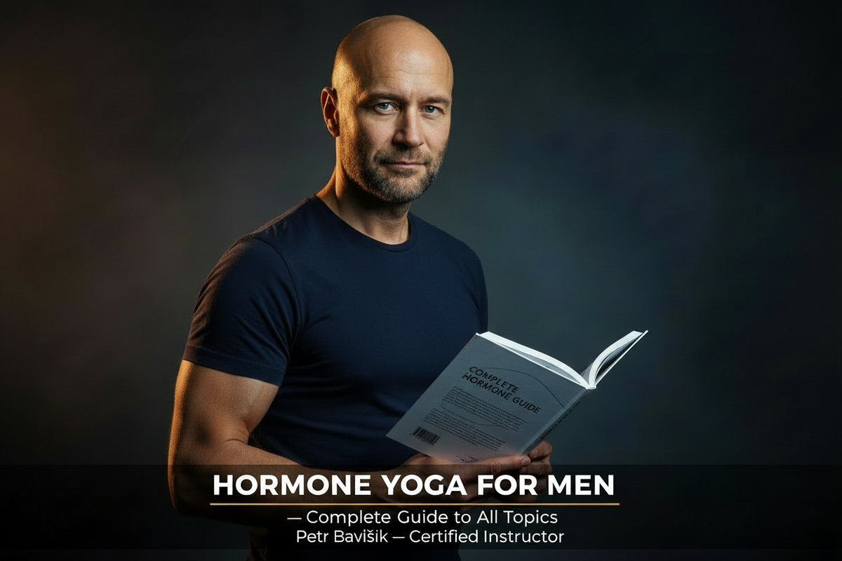 Petr Bavlšík holding Complete Hormone Yoga Guide — Certified Instructor authorized by Dinah Rodrigues