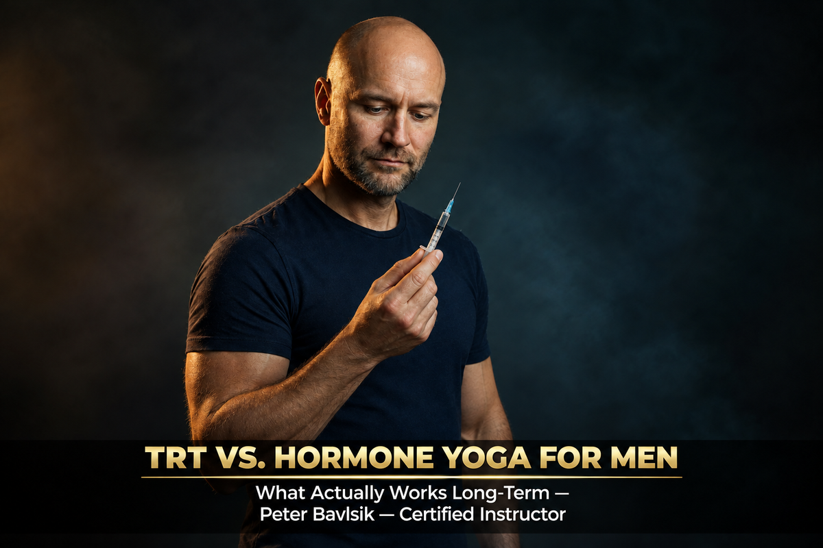 `Man holding a syringe — TRT vs. Hormone Yoga for Men: What Actually Works Long-Term`